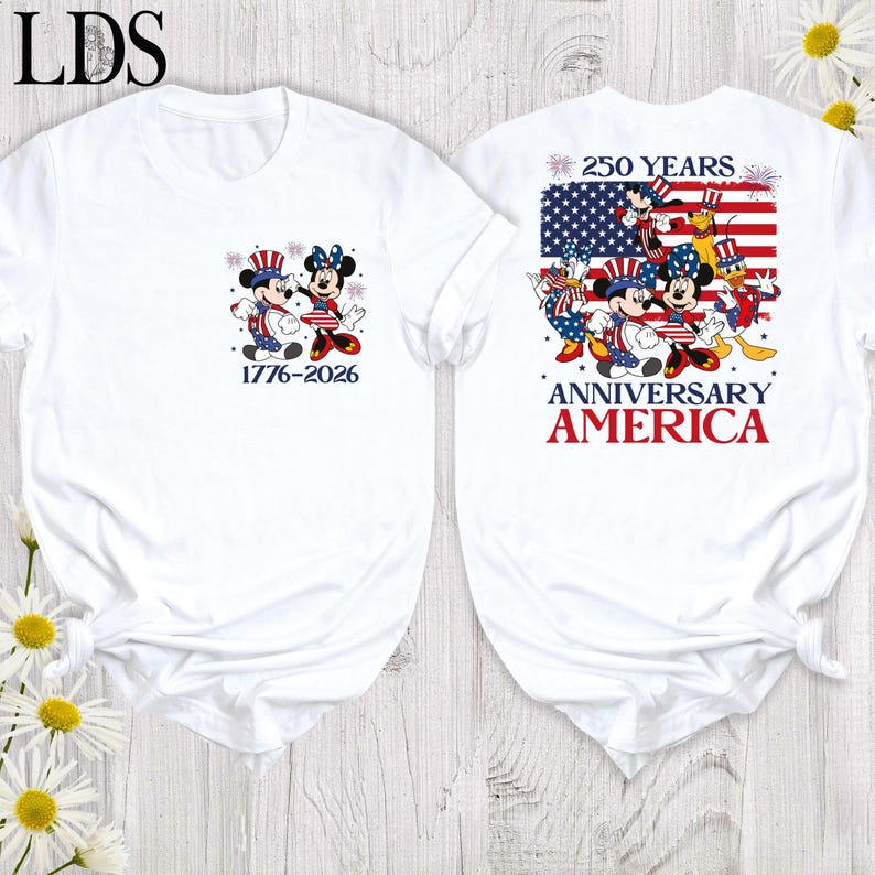 Disney America 250th Anniversary Shirt 4th Of July Tshirt USA Flag Shirt 1776 2026 Mickey Friends Shirts Minnie Mickey 250th Celebrates Tee image 10
