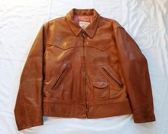 Chevignon 57 Vintage Leather Jacket Round Arch Black Casual - Etsy