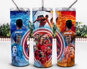 Emballage de gobelet Cristiano Ronaldo, 20 oz football sublimation Design fichier numérique PNG
