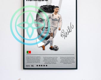 Cristiano Ronaldo Football Poster Soccer Legend Wall Art