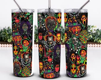 Horror Movie Characters 20oz Tumbler Design PNG