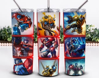 Transformers Tumbler Design Optimus Prime & Bumblebee PNG Wrap