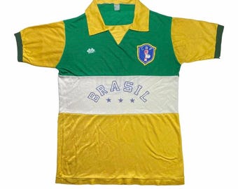Vintage 80s Brazil soccer futbol jersey 10
