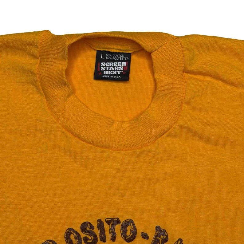 Vintage 80s Camp Osito Rancho - Angels Girl Scouts yellow shirt LARGE image 3