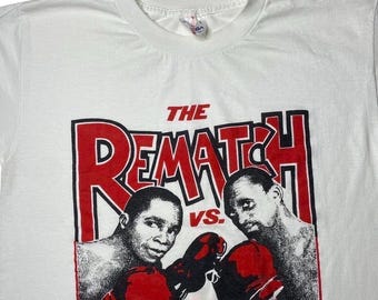 Camiseta de boxeo vintage de los 80 de Sugar Ray Leonard contra Thomas Hitman Hearns