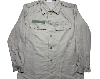 Vintage Dutch Netherlands Army military issue green cotton shirt