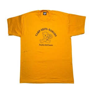 Vintage 80s Camp Osito Rancho - Angels Girl Scouts yellow shirt LARGE image 2