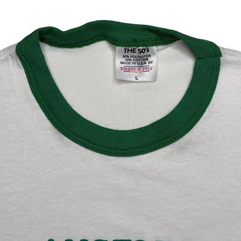 Vintage Girl Scouts staff green ringer shirt S zdjęcie 4