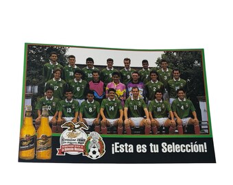 Vintage 90s 1994 Mexican Mexico National Soccer Team x Miller World Cup poster