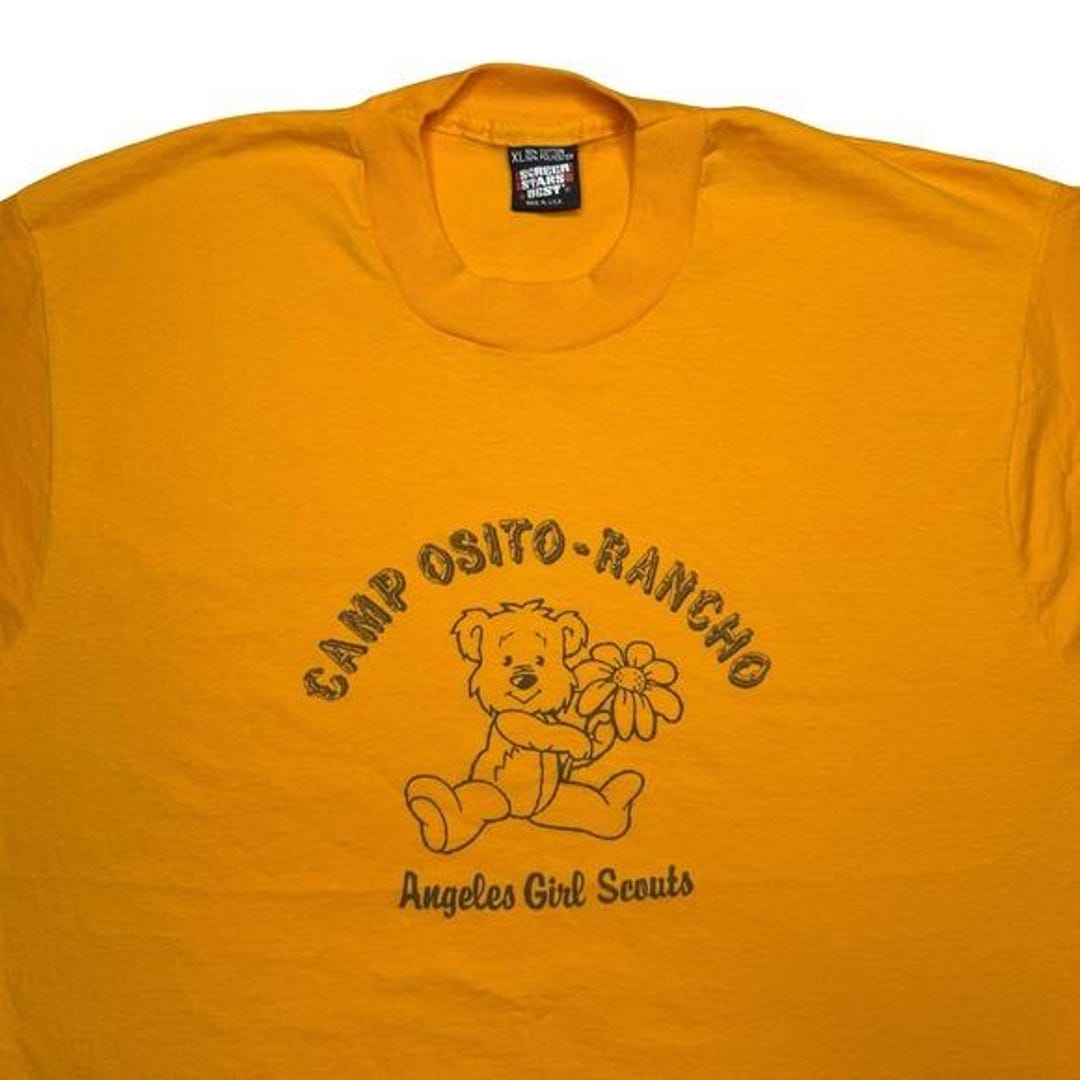 Vintage 80s Camp Osito Rancho - Angels Girl Scouts Yellow Shirt XL - Etsy