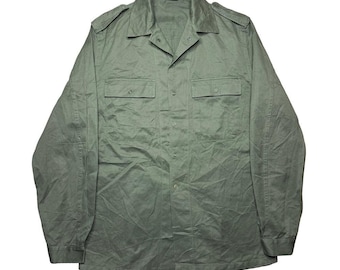 Vintage Belgian Belgium Army military issue green cotton button shirt ABL 48L