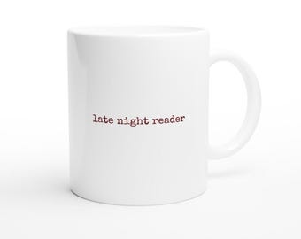 Taza de cerámica blanca de 325 ml para amantes de los libros.