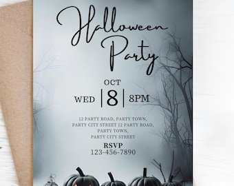 Spooky Monster Halloween Invitation Template | Kids Costume Party Birthday theme| Editable Printable Instant Digital Download