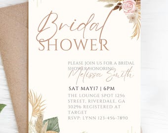 Boho Floral Bridal Shower Invitation Wildflower Bridal Shower Editable Invitation Template Wildflowers Shower Invite Printable Download Boho