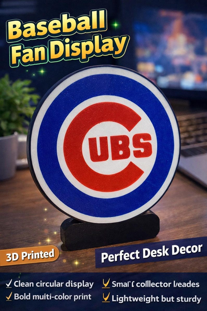 Chicago Cubs 3D Printed Baseball Desk Decor – Fan Display Sign - Etsy
