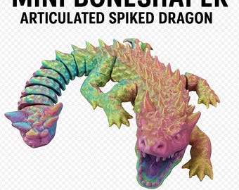 Mini Boneshaper - Articulated Spiked Dragon – Rainbow 3D Printed Fantasy Creature