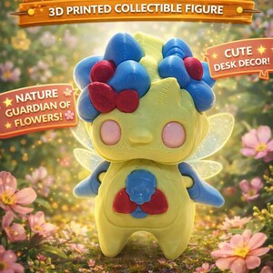 Petal the Pixie Flower Figurine | Cute Fairy Flower Toy | 3D Printed Fantasy Creature | Kawaii Pixie Collectible | Desk Decor Gift