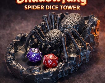 Torre per dadi Shadowfang Spider, rullo per dadi stampato in 3D, vassoio per dadi a forma di ragno, accessorio per giochi di ruolo da tavolo, regalo per torre per dadi D&D