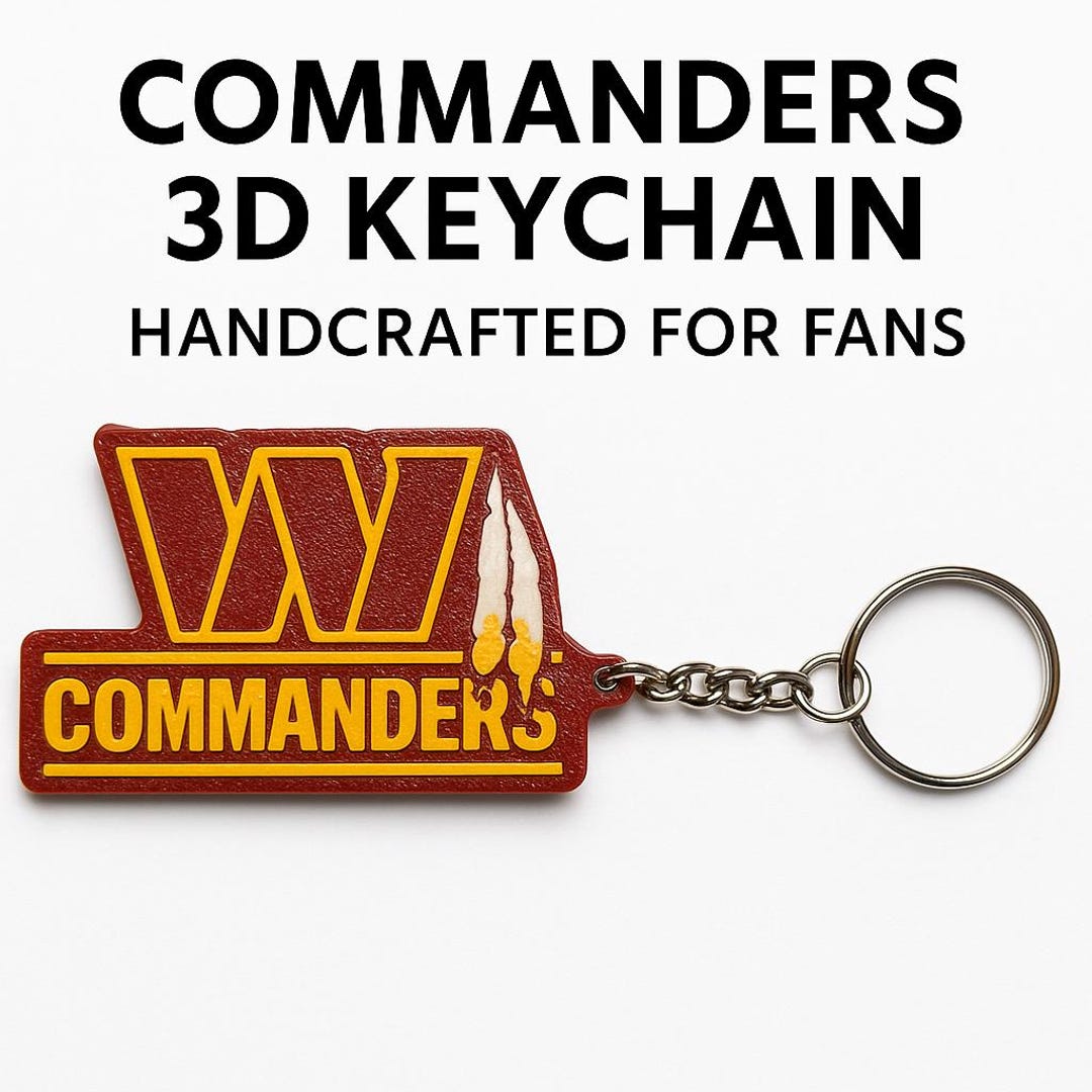 3D Printed Commanders Keychain: Burgundy & Gold Football Fan Gift - Etsy UK