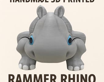 Rammer Rhino – Articulated 3D Printed Figure | Cute Rhino Toy | Handmade Fidget Collectible