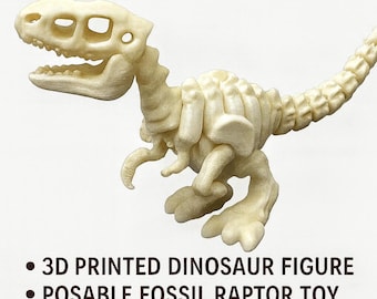 Articulated Skeleton Velociraptor – 3D Printed Posable Dinosaur Toy
