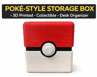 Poké-Style Deck Box – 3D Printed Collectible Case – Red & White Desk Organizer