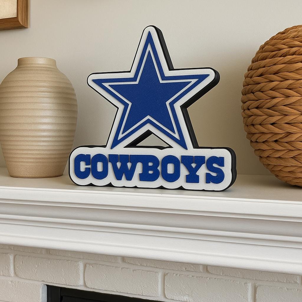 3D Printed Dallas Cowboys Logo Sign: Man Cave Decor - Etsy