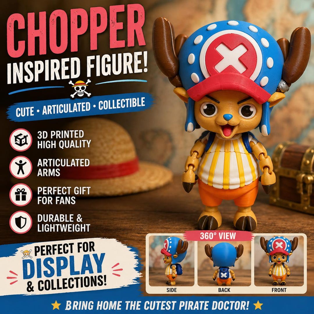 Choper Figure 3D Printed Articulated Chopper Figure, Anime Reindeer Collectible Toy ...