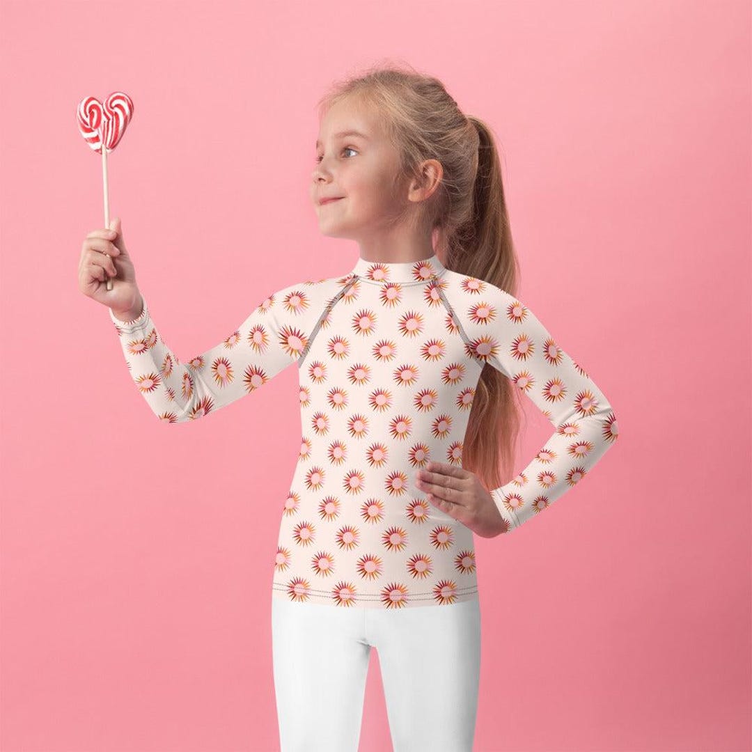 Sunsplash (pink) Kids Rash Guard - Etsy