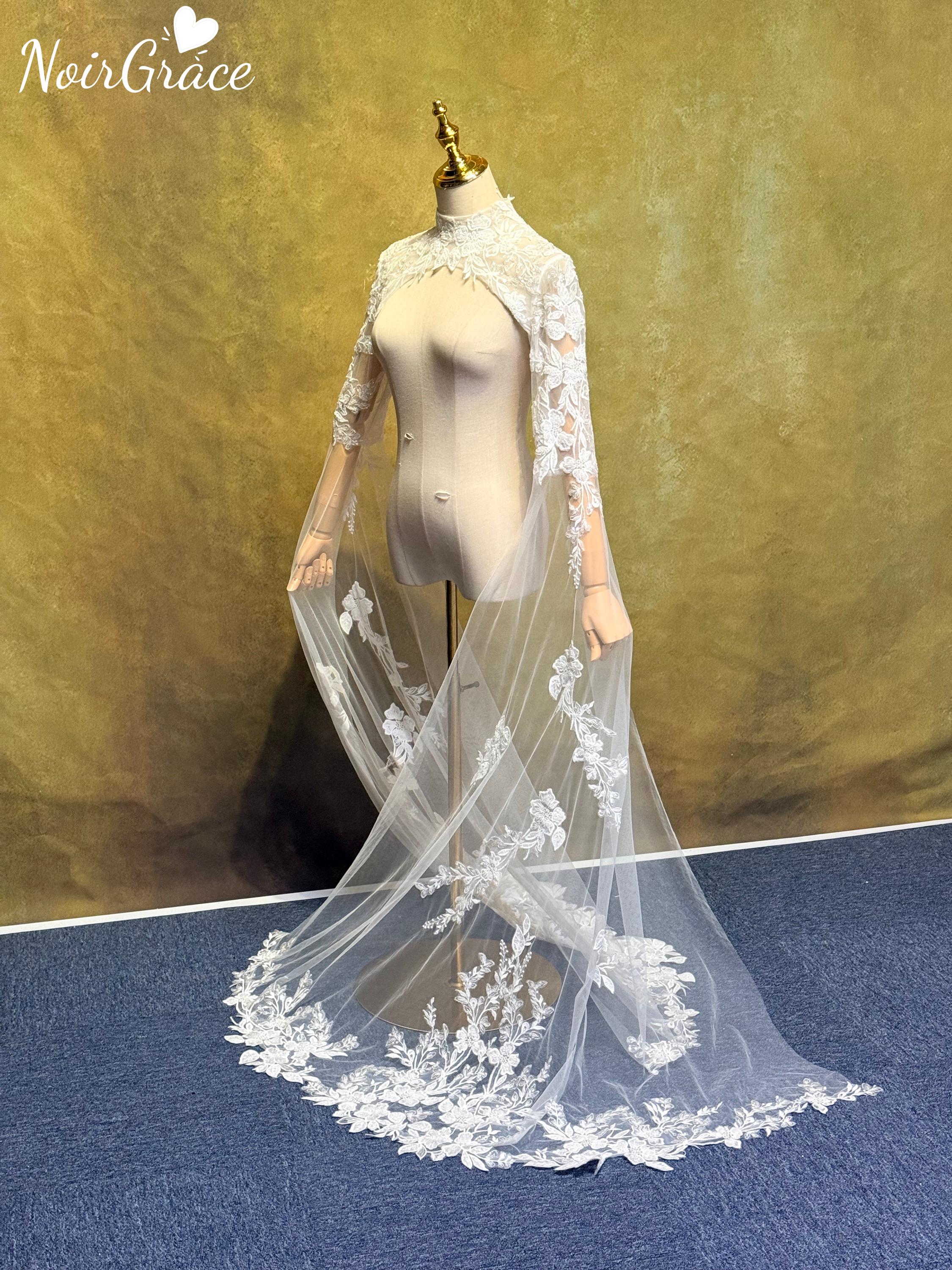 knee length dresses for ladies Eva Fashion 5300 Long Floral Lace A Line Wedding Dress main image 1