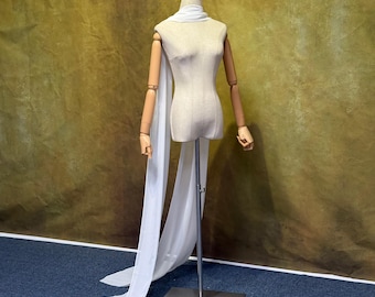 Chiffon Bridal Scarf Shawl, Long Flowing Wedding Scarf, Detachable Bridal Wrap, Minimalist Bride Accessory, Custom Color