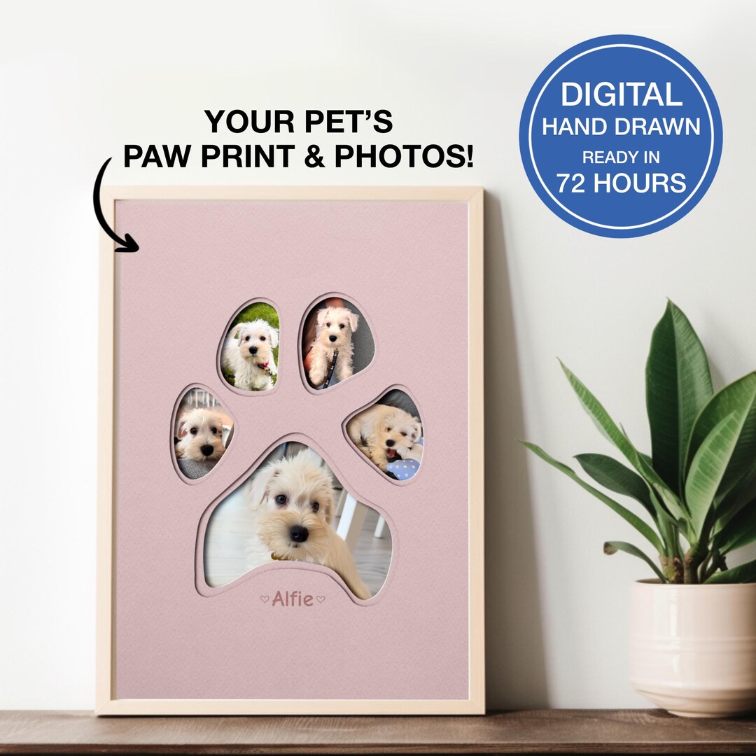 Custom Pet Paw Print Photo Collage: Dog Cat Memorial (digital Download ...