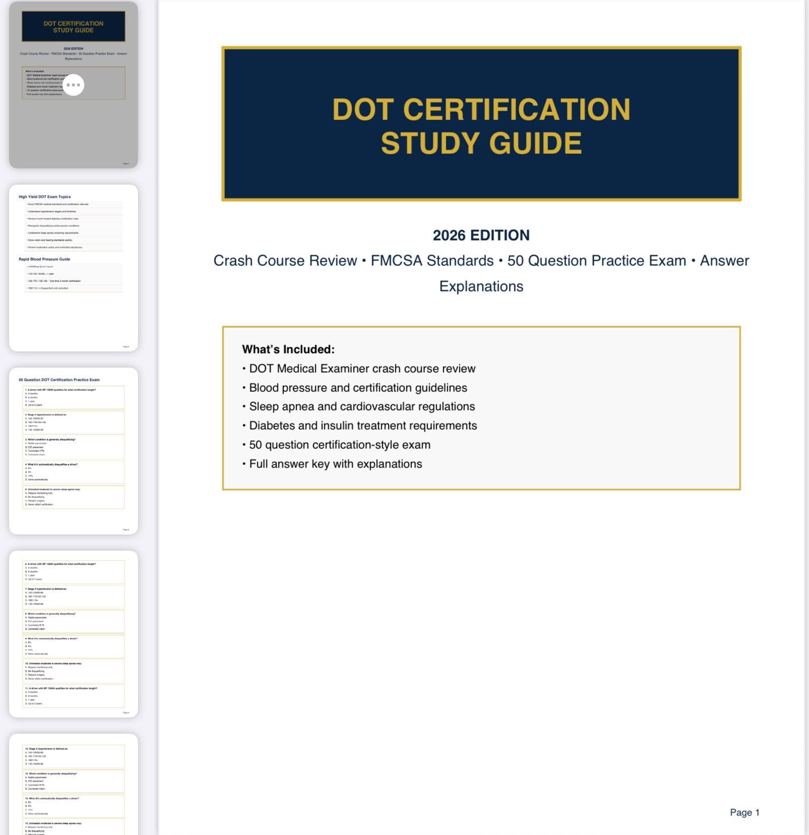 DOT Study Guide and Practice Exam - Etsy