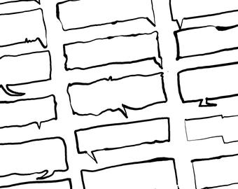 15+ Hand Drawn Speech Bubbles - Set 27 - PNG SVG - Comic Doodle Clipart - Instant Download