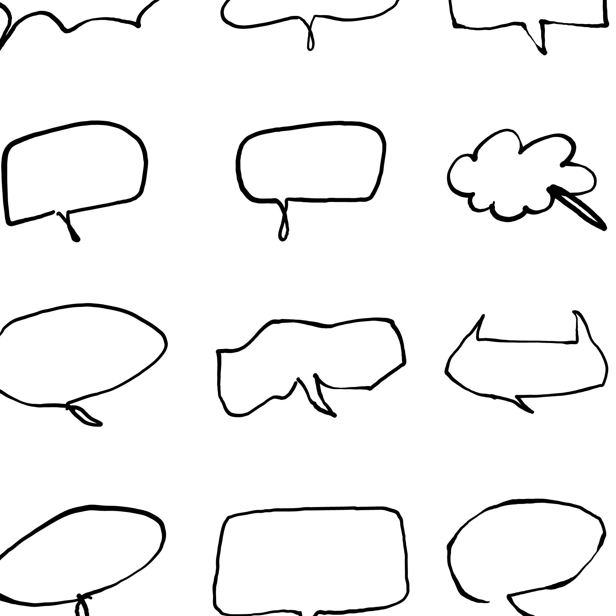 20+ Hand Drawn Speech Bubbles - Set 19 - PNG SVG - Comic Doodle Clipart ...