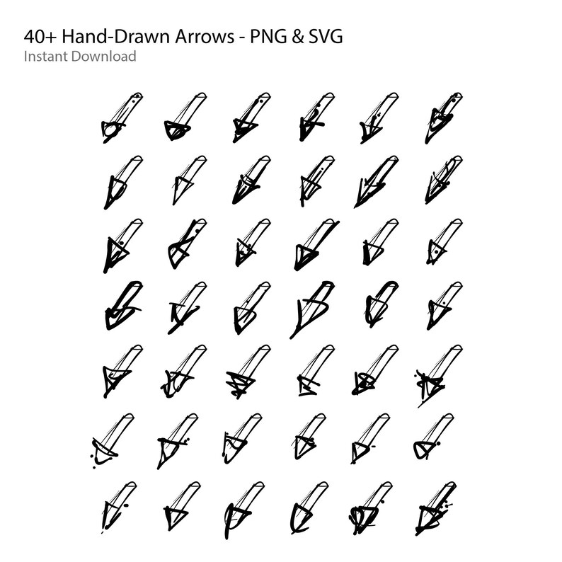 40+ Hand Drawn Arrows – Set 11 – PNG SVG Instant Download - Etsy