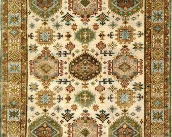 Tappeto Oushak in lana annodato a mano - 8x10,9x12 Tappeto geometrico in stile turco beige chiaro per l'arredamento della casa