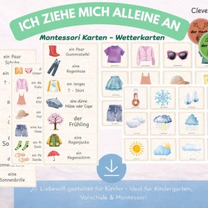 I dress myself – Montessori flashcards Clothing & Weather | Learning to dress independently | PDF for kindergarten - preschool