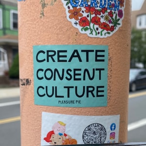 Create Consent Culture sticker, Feminist sex education sex educator