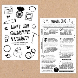 What’s Your Contraceptive Personality? Quiz for people with vulvas! Printable PDF | Birth Control Education