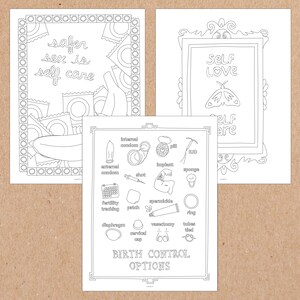 Feminist Sex Education Coloring Pages (Printable File) | Sex-Positive Educator Birth Control Vulva Sexual Health PDF image 2