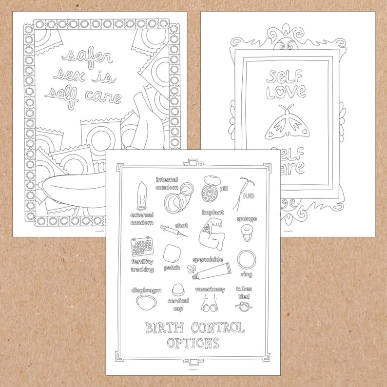 Feminist Sex Education Coloring Pages (Printable File) | Sex-Positive Educator Birth Control Vulva Sexual Health PDF image 2