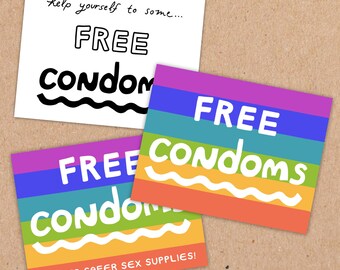 Free Condoms Signs (Printable File)