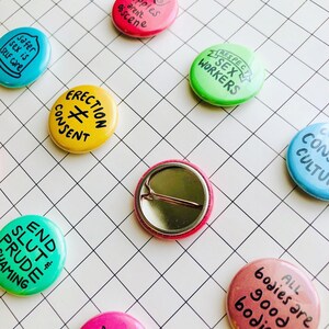 Sex-Positive Pin Pack Feminist Sex Education Consent Queer Sex Work Body-Positive Pinback Buttons image 2