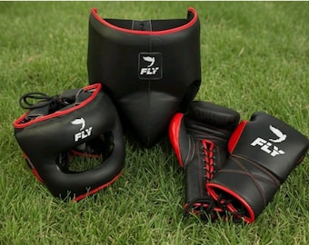Fly SuperVelcro Boxing Training Set, Handschuhe Kopfbedeckung Tiefschutz