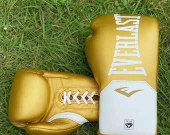 Guantes de boxeo Everlast Elite Gold Lace Up Pro Sparring Gloves 8oz-16oz