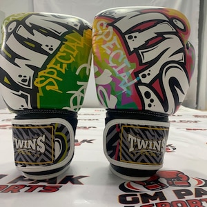 New Twins Muay Thai Hook und Loop Boxhandschuhe 100% Rindsleder