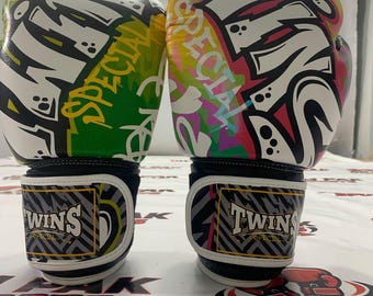 New Twins Muay Thai Hook And Loop Boxing Gloves 100% Cowhide Leather