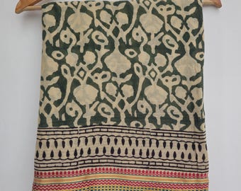 Hand Block Print Cotton Sarong, Boho Beach Wrap, Summer Pareo