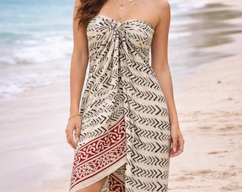 Hand Block Printed Cotton Sarong, Beach Wrap Pareo, Boho Chic Scarf
